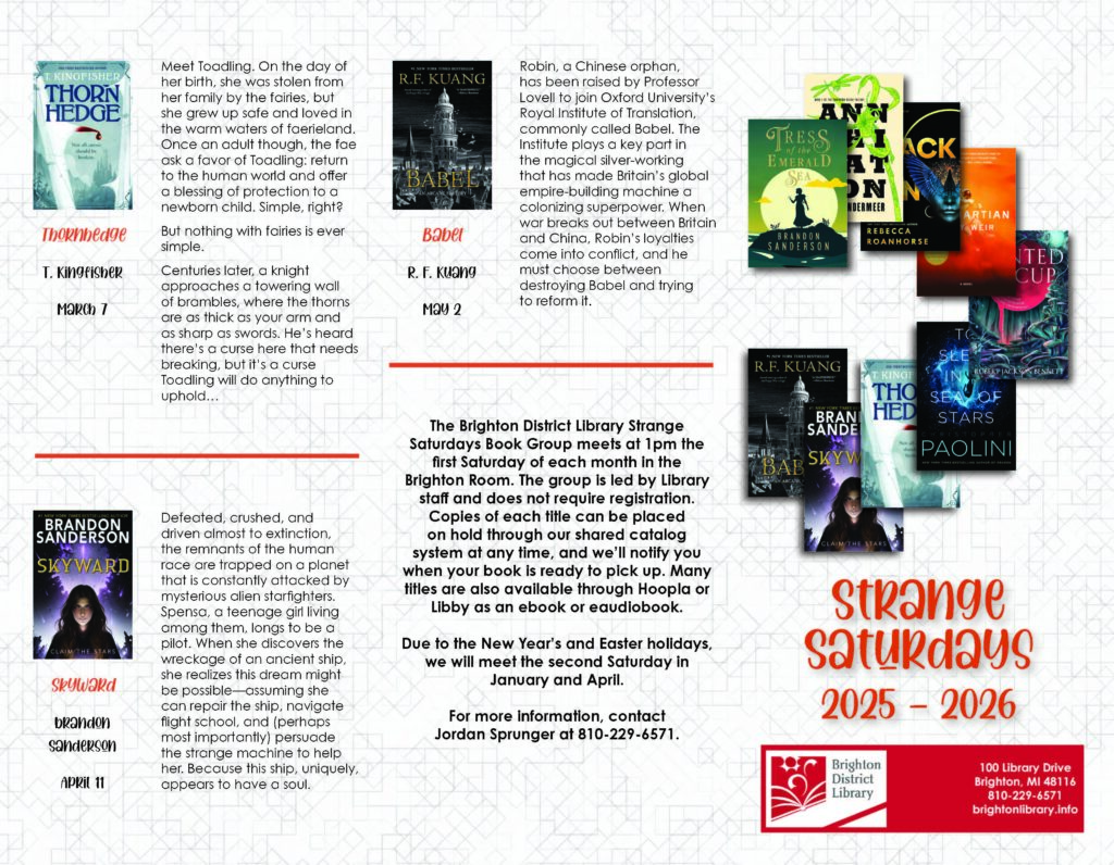 Strange Saturdays Books: ThornHedge - March 7 Skyward - April 11 Babel - May 2