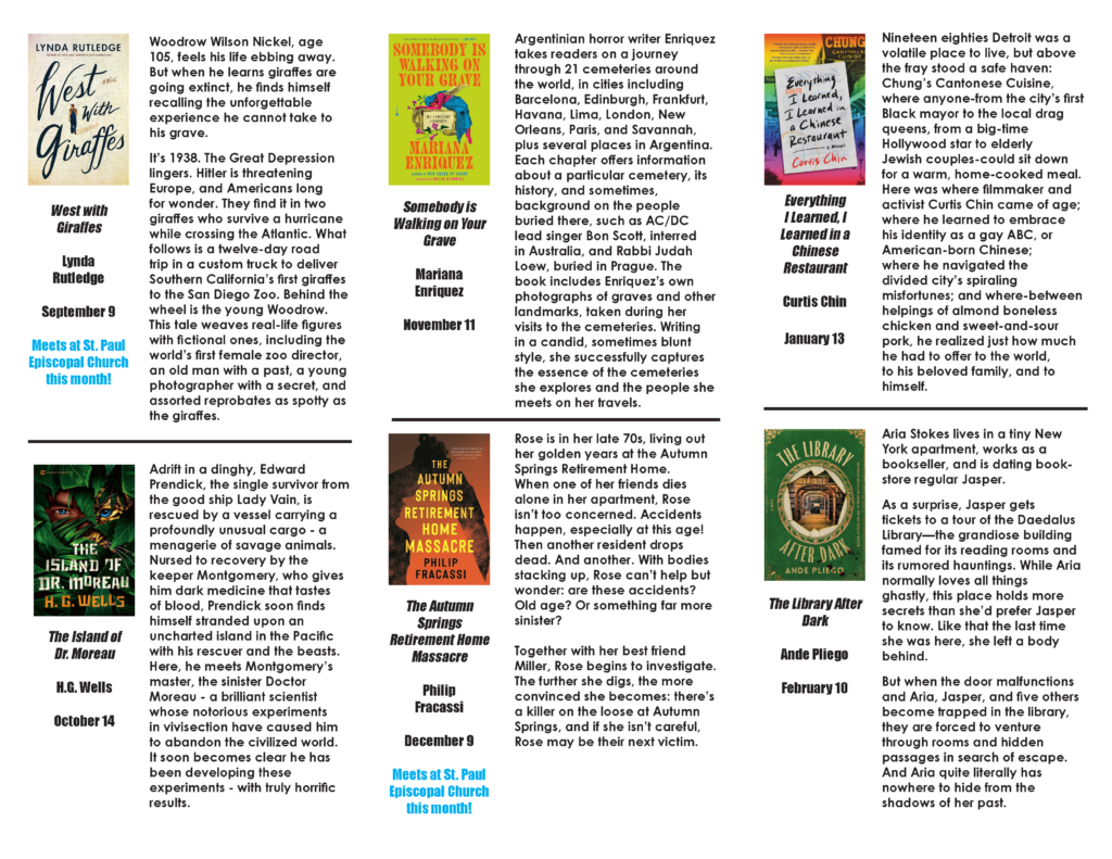 description of books & brews september through february titles